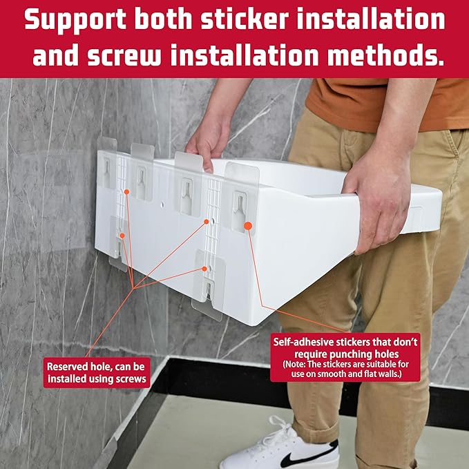 Wall Mount Bathroom Sink 19.7*15.3 No-Drill Installation Self-Adhesive Wash