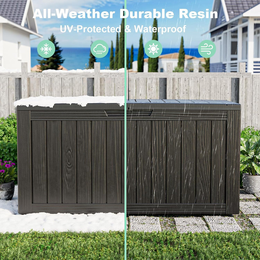 150 Gallon Large Outdoor Storage Box with Wheels, Black