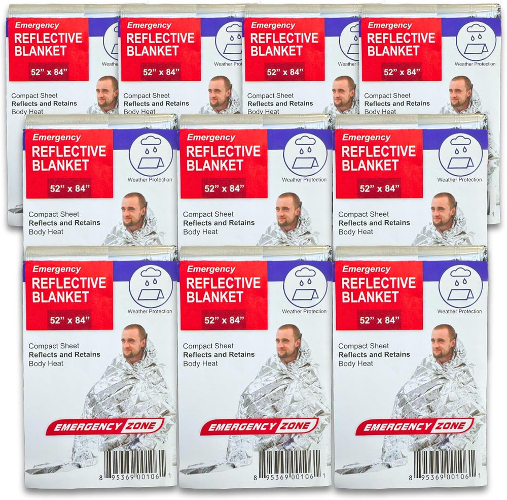 [10 Pack] Thermal Reflective Emergency Blanket 52”x84” | Emergency Mylar Blan...