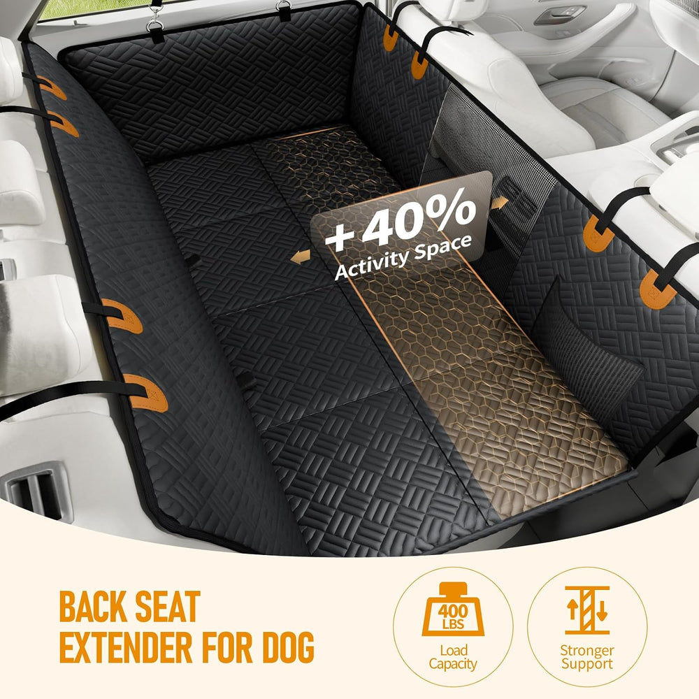 Dog Car Seat Cover for Back Seat, Hard Bottom Back Seat Extender for Dog
