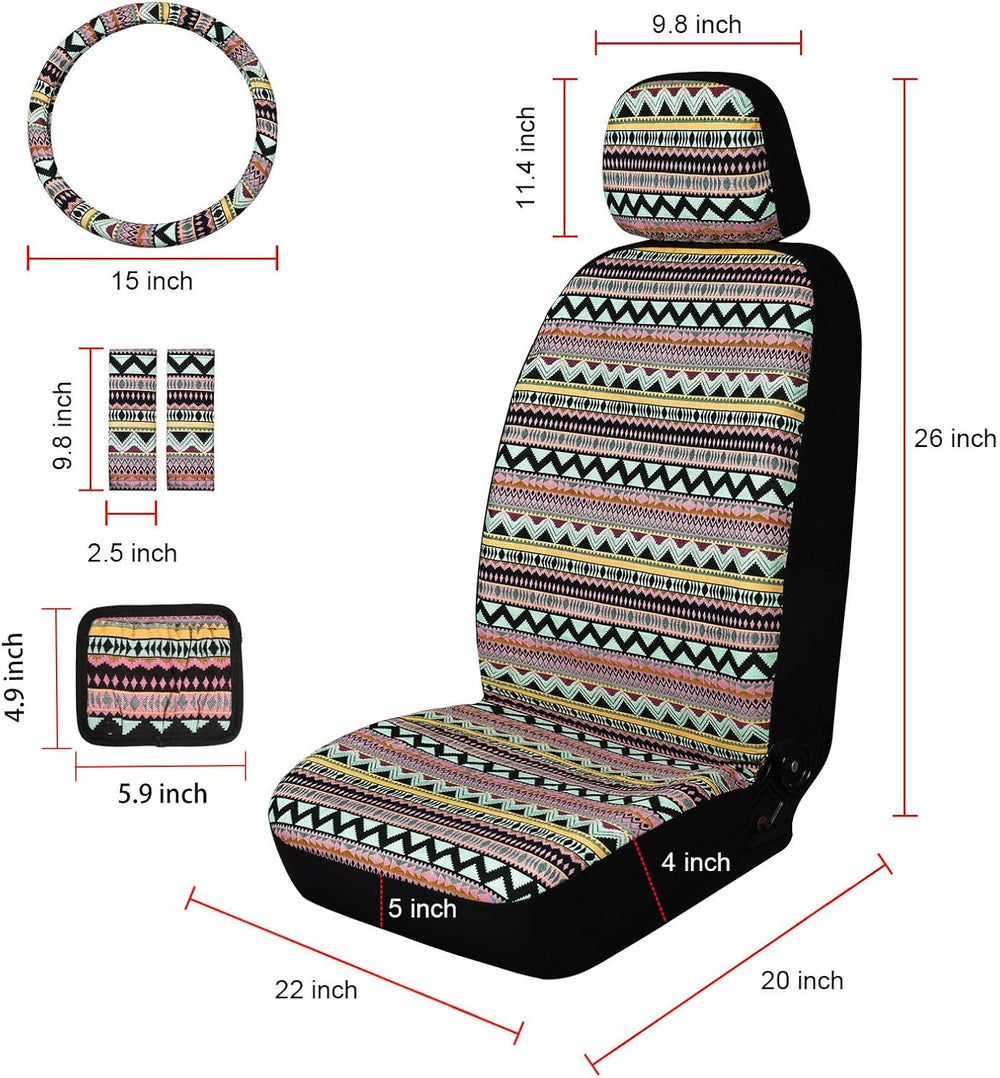Baja Saddle Blanket Front Car Seat Covers Boho Striped Woven Covers