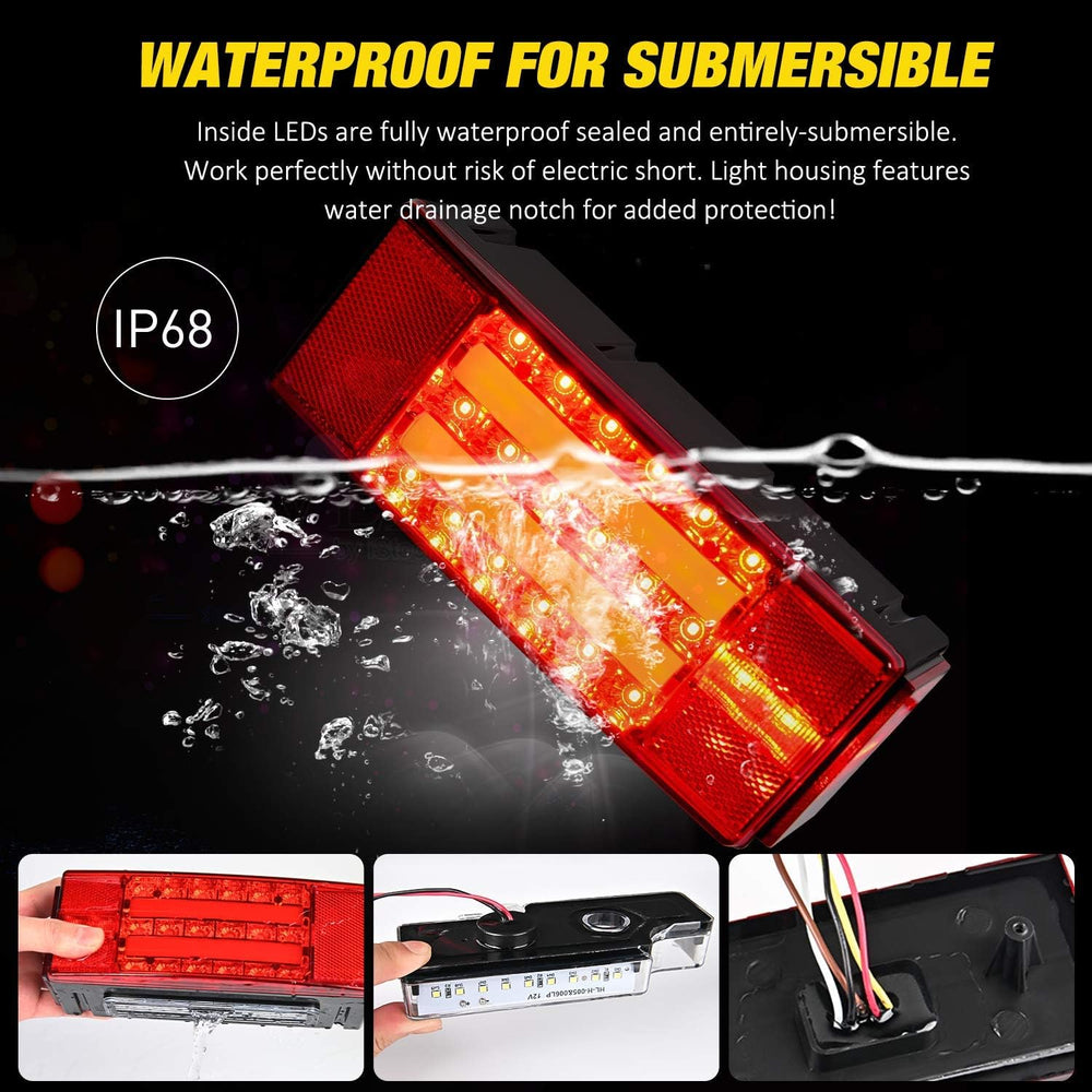 Nilight 2PCS Rectangular LED Trailer Light Kit with Halo Glow