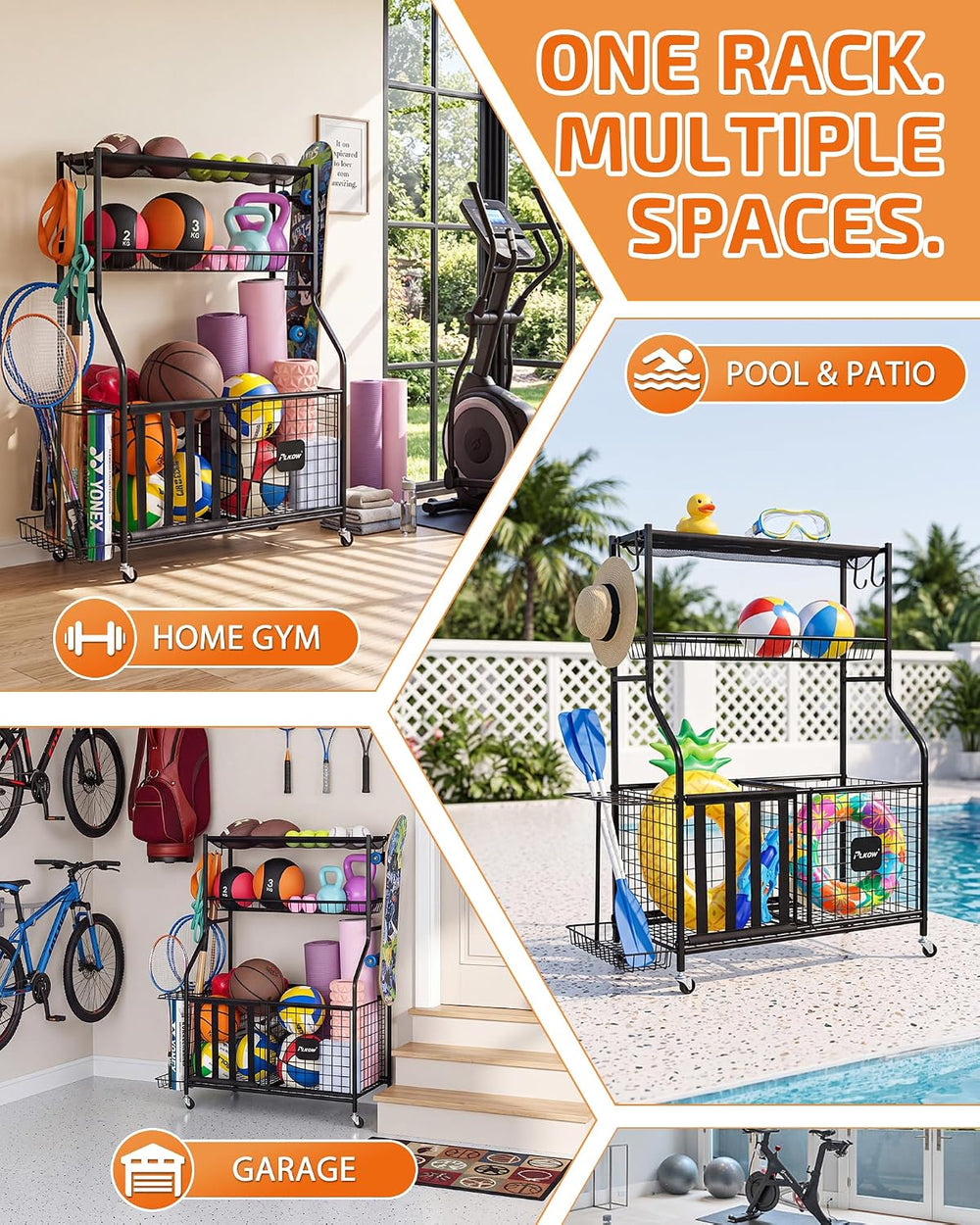 Sports Equipment Storage for Garage, Ball Storage Organizer