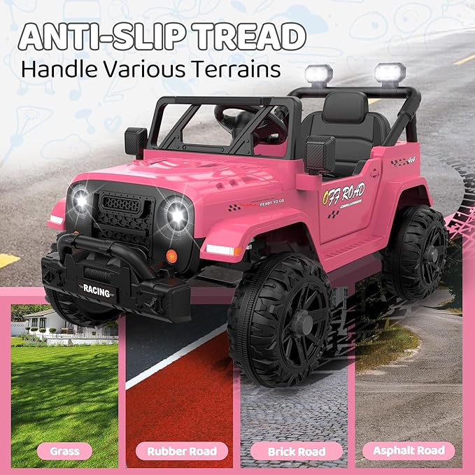 12V Ride On Truck Car with Remote Control, Kids Electric Vehicles with