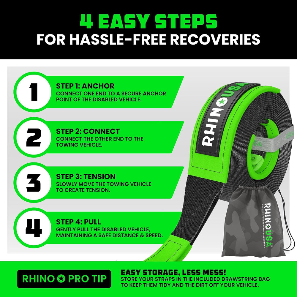 Rhino USA Offroad Recovery Tow Strap (2in x 20ft) - 20,024lb for UTV/ATV