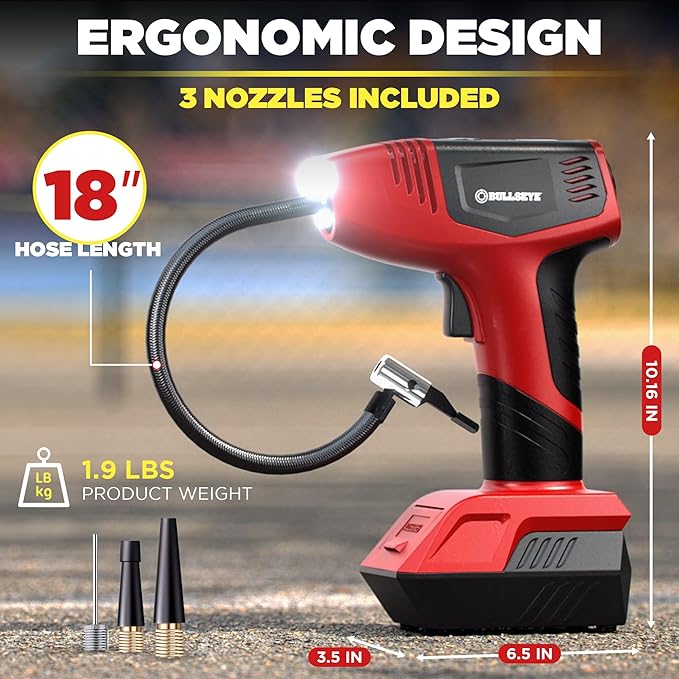 Bullseye Pro Automatic Digital Tire Inflator 150 PSI Max w/Gauge Display Screen