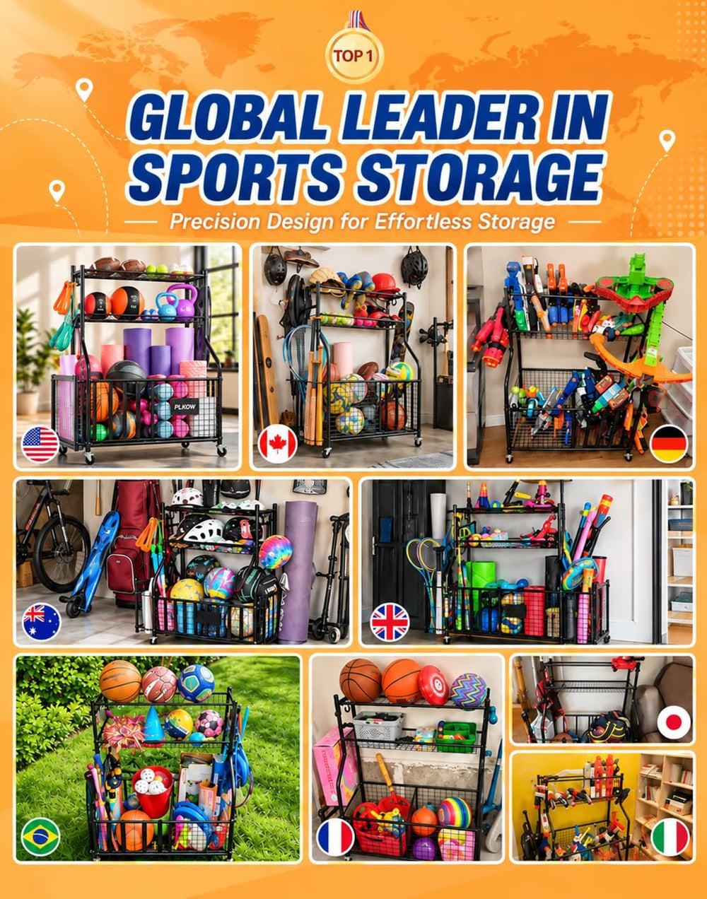 Sports Equipment Storage for Garage, Ball Storage Organizer