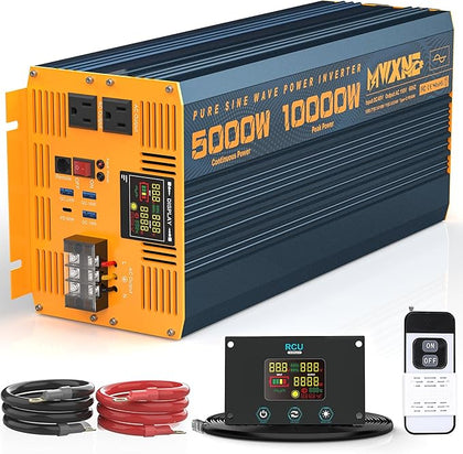 5000 Watt Power Inverter Pure Sine Wave 48V DC to 110V 120V 10000W Peak Heavy