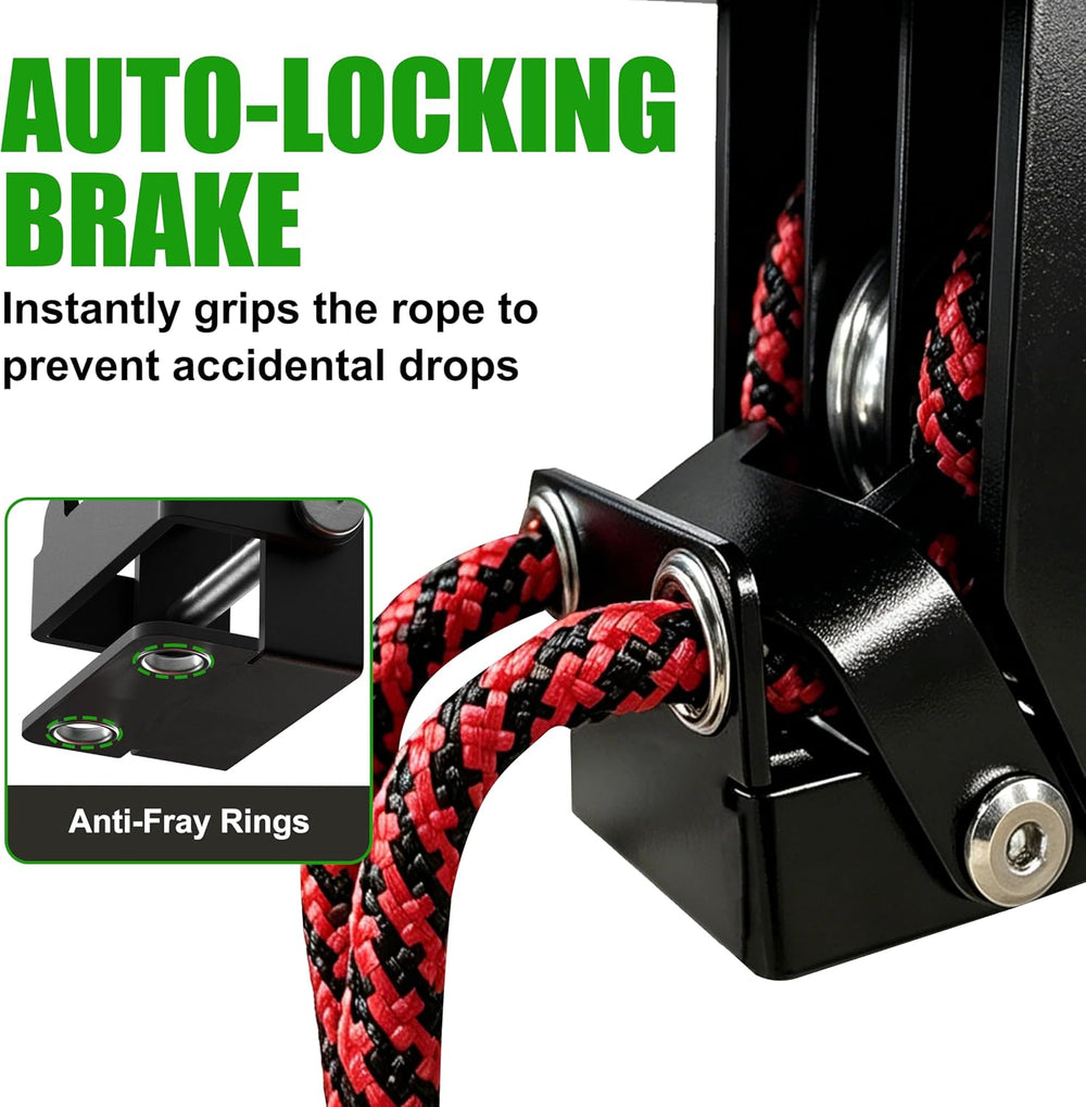 Heavy Duty Kayak Hoist, 250 lbs Auto-Locking Pulley System