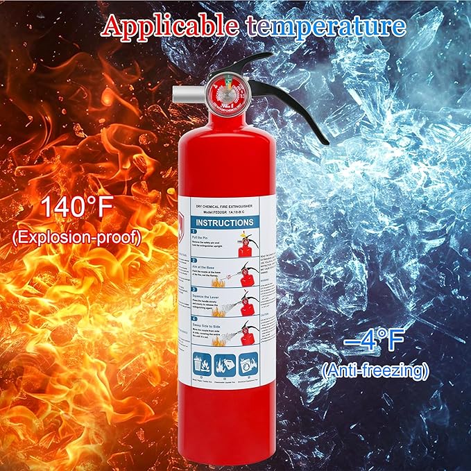 4 Pack ABC Dry Chemical Fire Extinguishers, 2.5 lb 1A:10B:C Rating