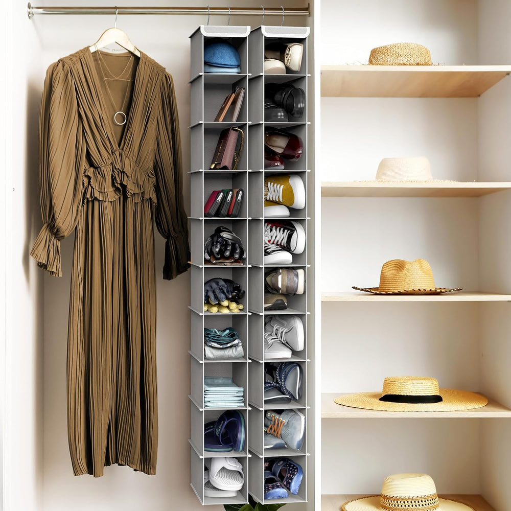Simple Houseware 2 Pack 10 Shelves Hanging Shoe Organizer, Gray