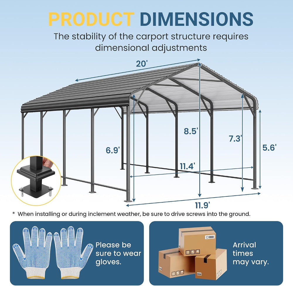 Wisteria Lane 12 x 20 FT Metal Carport, Heavy Duty Carport with Thicker Frame...