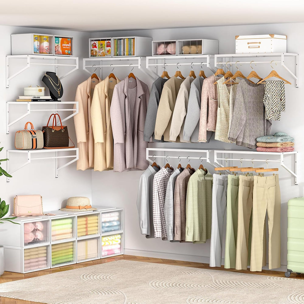 ThreeHio Expandable Closet Shelves Wall Mounted, 3 Pack Closet Shelving with ...