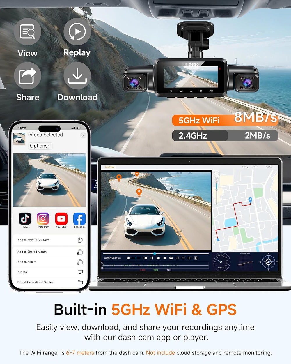 4K Dash Cam Front and Rear, STARVIS 2 Sensor Dash Camera for Cars