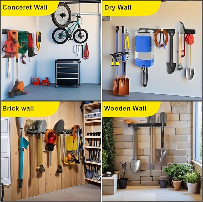 64'' Garage Tool Organizer Wall Mount, Garage Hooks Heavy Duty, Shove...