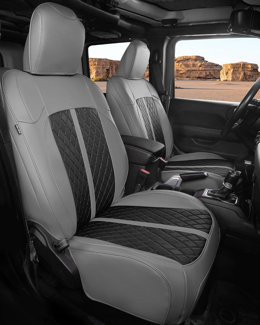 RIDEPOSH for Jeep Wrangler Leather Custom Car Seat Covers Full Set 4 Door