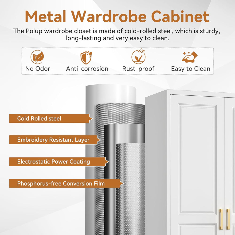 71" Metal Armoire Wardrobe Closet with Doors and Adjustable Shelves