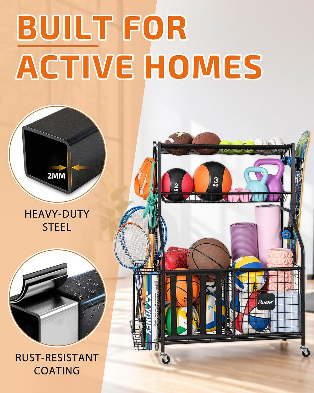 Sports Equipment Storage for Garage, Ball Storage Organizer
