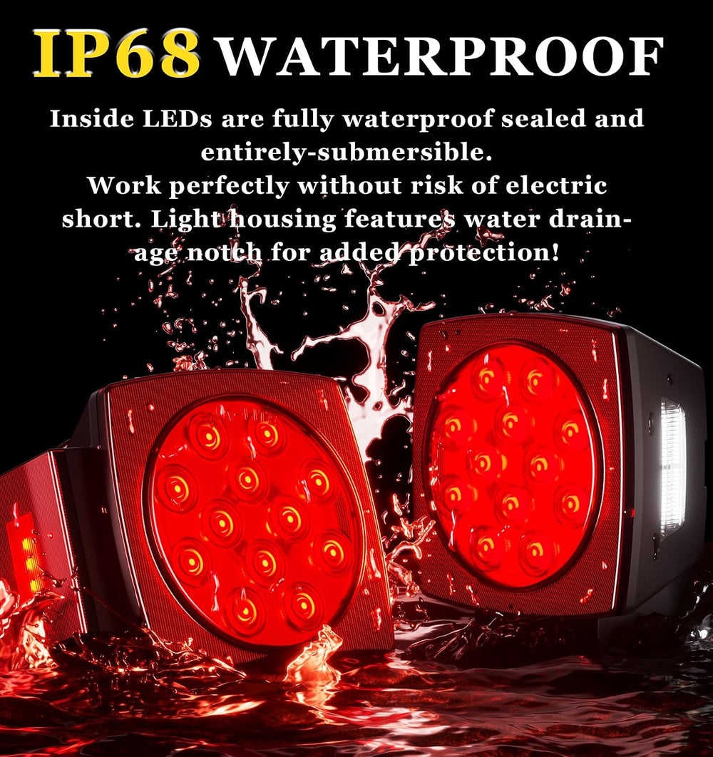 Cyfie LED Trailer Light Kit, Super Bright Submersible Brake Stop Turn Tail Li...