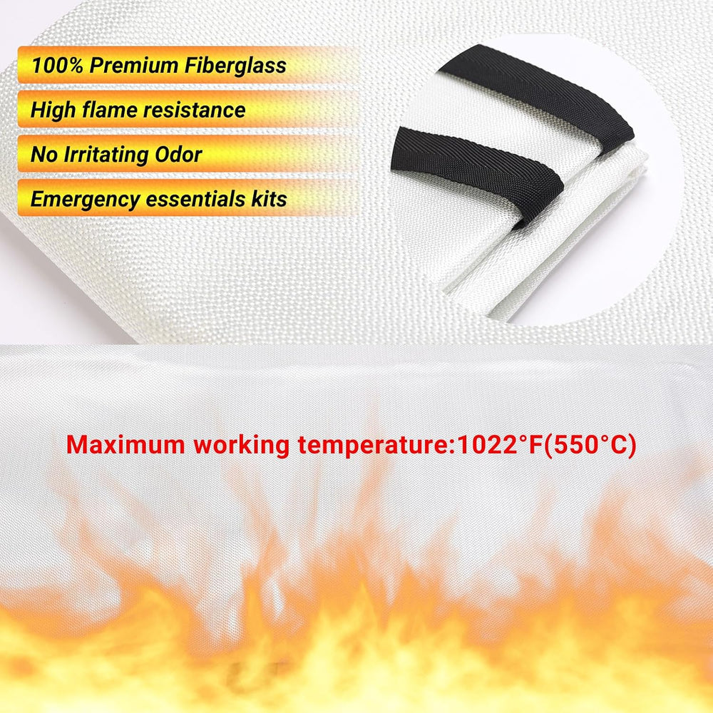 Heavy-Duty Emergency Fire Blanket, 4 Pack – Fireproof Fiberglass Blanket for ...