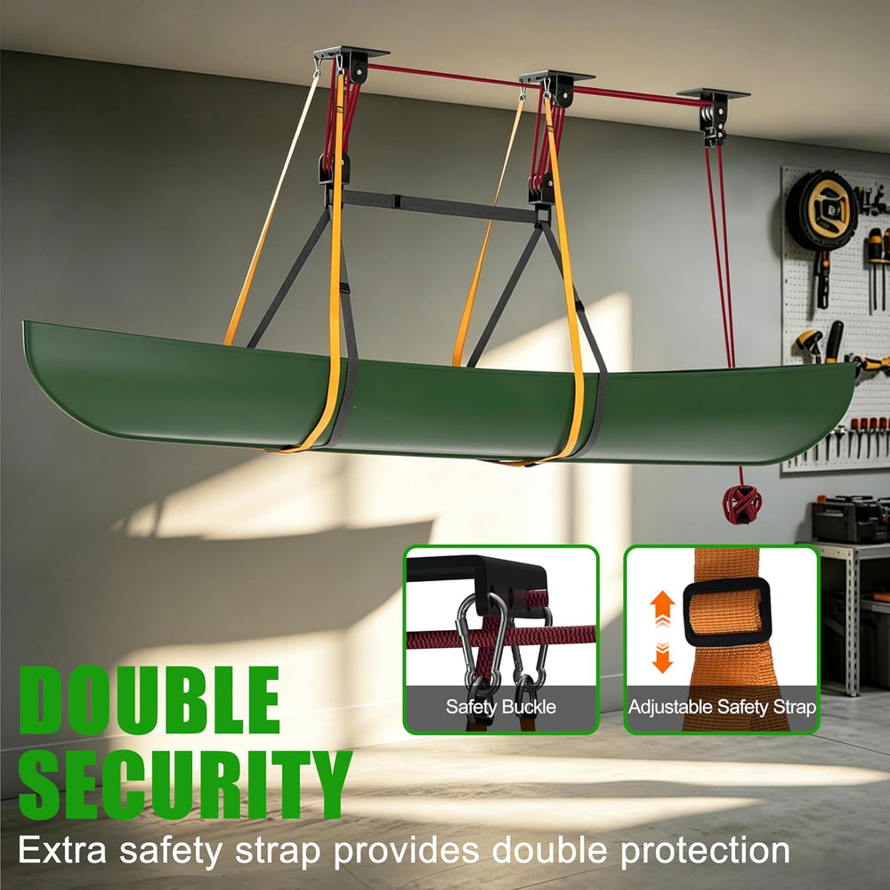 Heavy Duty Kayak Hoist, 250 lbs Auto-Locking Pulley System