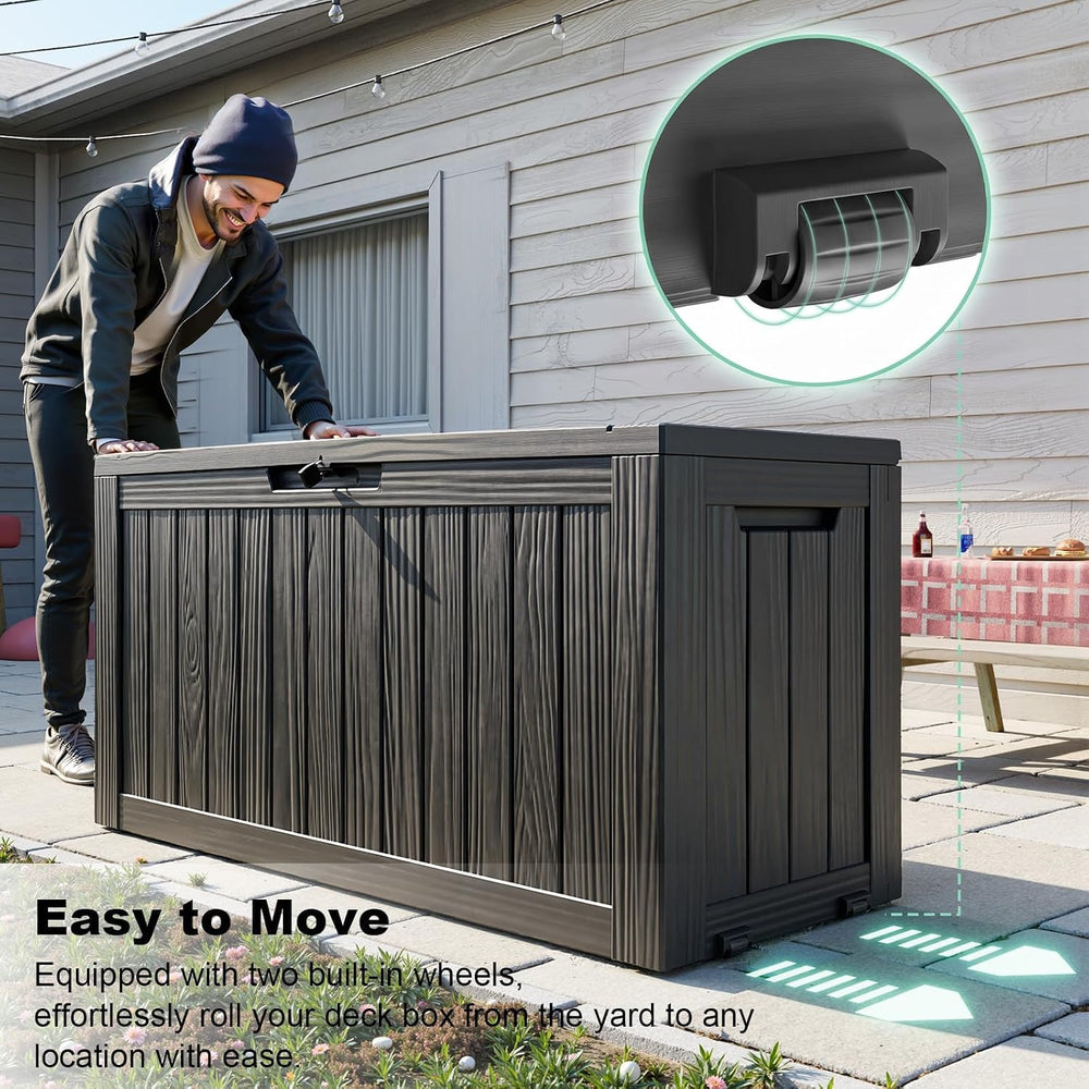 150 Gallon Large Outdoor Storage Box with Wheels, Black