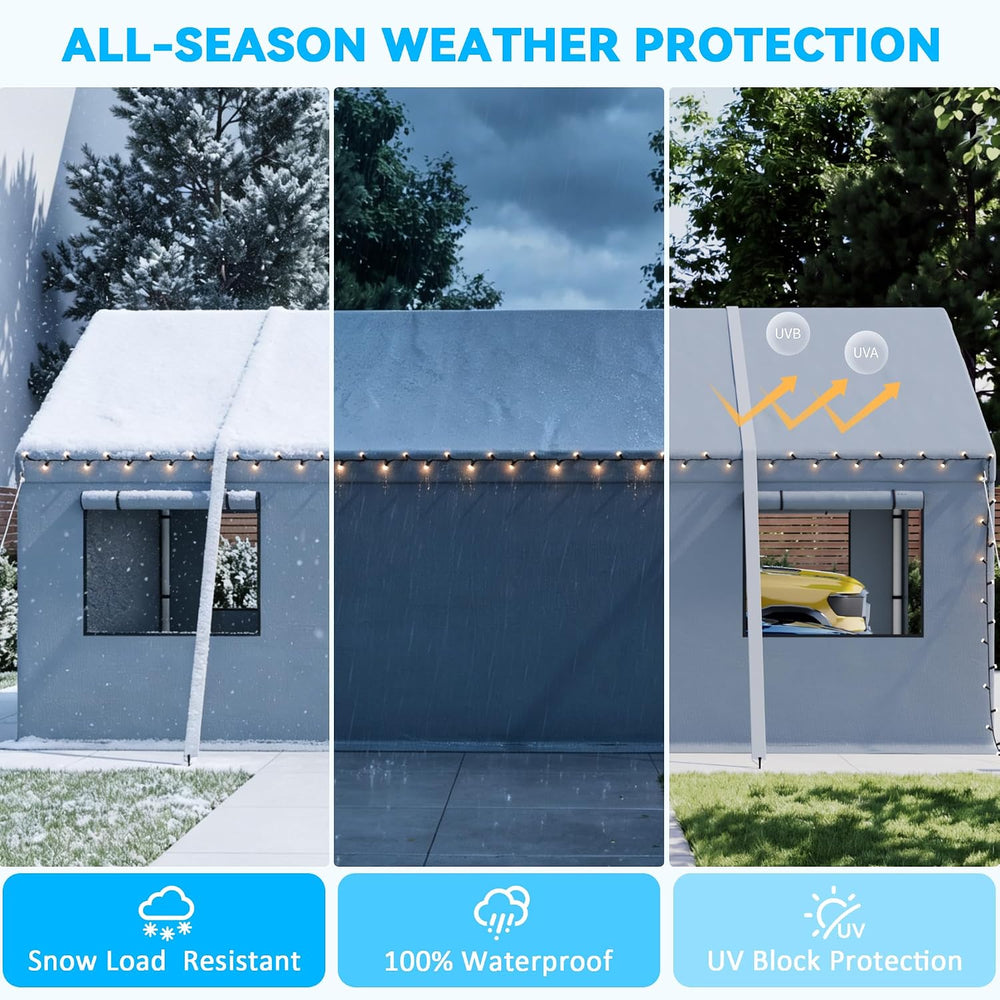 20X20 FT Carports Heavy Duty,2 Car Carports with Side Doors