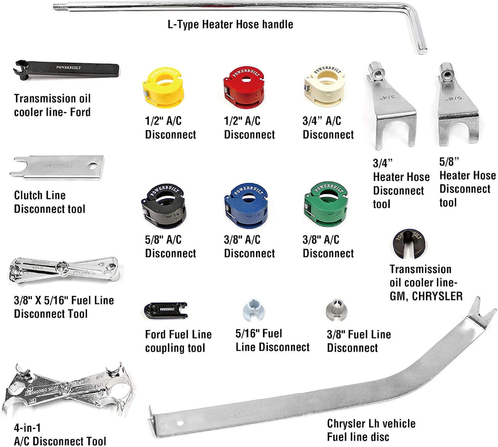Powerbuilt Disconnect Tool Kit, 18 Piece, Detach Fuel Lines, Air Conditioning...