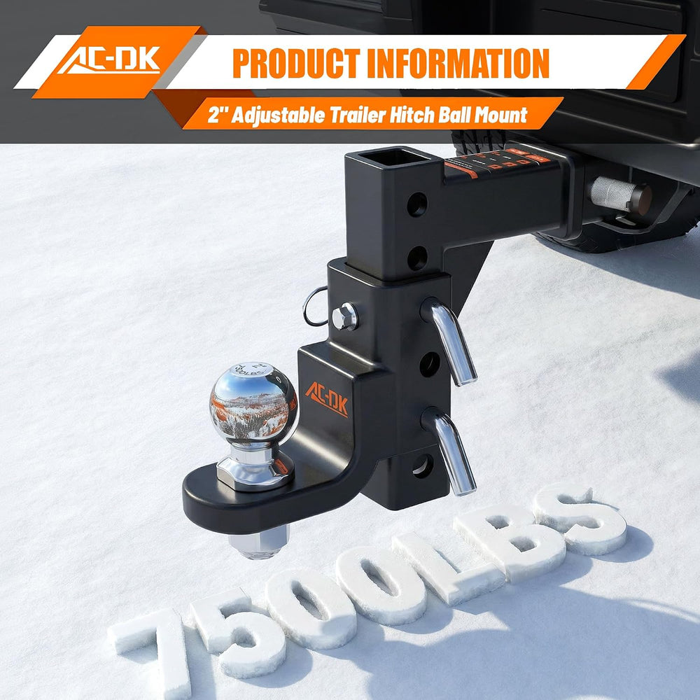 Adjustable Trailer Hitch Ball Mount for 2 Inch Receiver