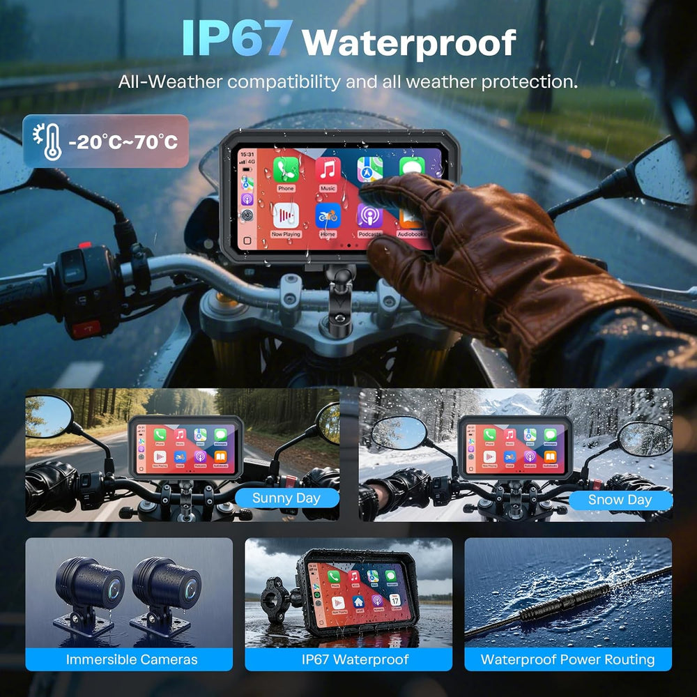 Motorcycle CarPlay Screen with Android Auto – 6.25” Waterproof GPS Pantalla p...