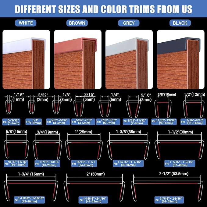 Rubber Edge Trim, Flexible Self Adhesive U Shaped Peel and Stick Edge Banding