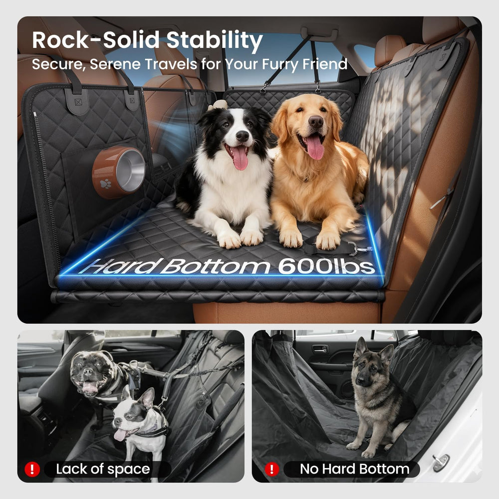 REEVAA 2.0 Hard Bottom Back Seat Cover for Large Dogs, L, Black