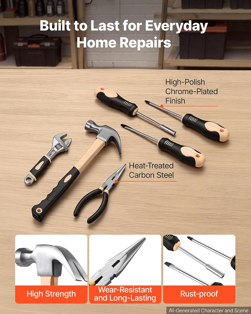 VEVOR 521-Piece Tool Set with 20V Cordless Power Drill, Rolling Tool Box