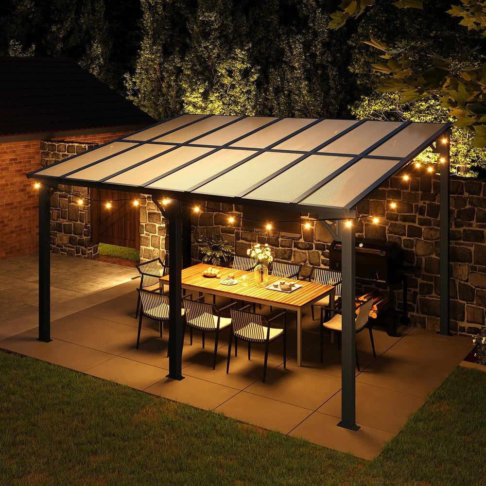 Aoxun 14’x10’ Gazebo with Aluminum Frame & Polycarbonate Panel, Black