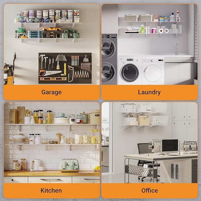 1x6 ft Garage Shelving, Pantry Storage, 600 lbs Total Load Capacity Wall (2-P...