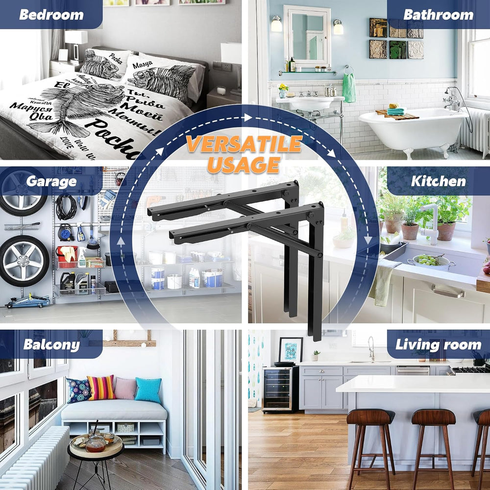 Ultrawall 24 inch Folding Shelf Brackets, Steel Wall Mounted Shelf Bracket