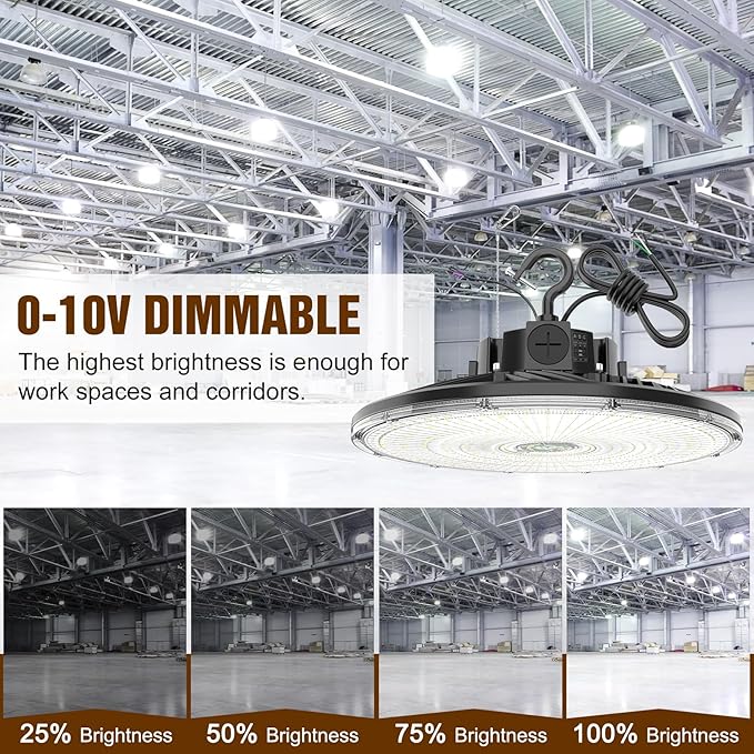 9 Pack 480V LED High Bay Light UL DLC Listed UFO Light 240W 200W 150W Adjustable