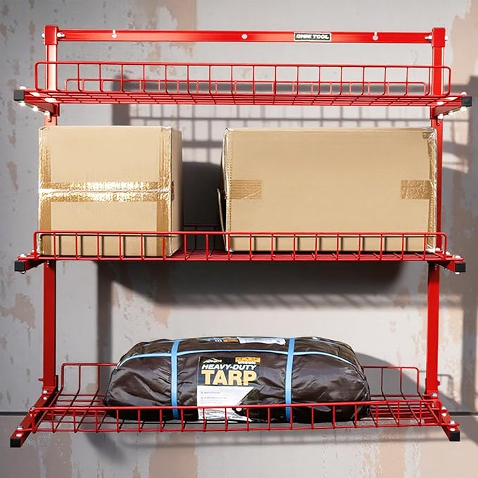 LAUCO Wall Mounted Storage Rack, 3-Level Metal Wall Shelving