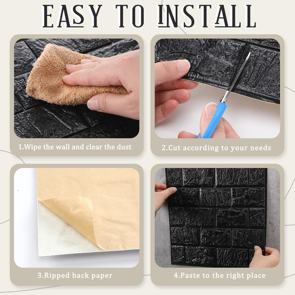 30 Pcs 3D Wall Panels Peel and Stick Wallpaper Foam, Black