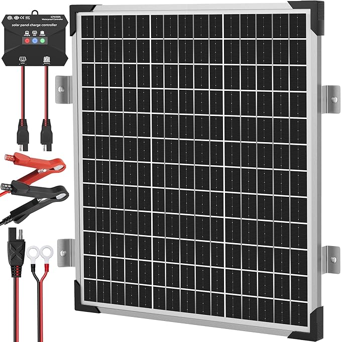 Solar Panel Kit 50W 12V, Solar Battery Trickle Charger Maintainer, Waterproof