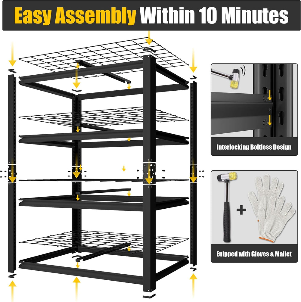 PrimeZone 40" W Heavy Duty Garage Shelving 2200 LBS 4 Tier Storage Shelves
