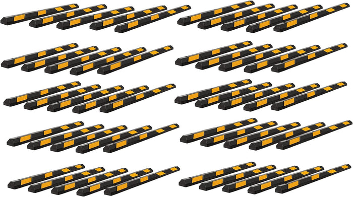 ZONETECH Large Heavy Duty Rubber Parking Curb – 72” Premium Quality Auto Garage (50-Pack)