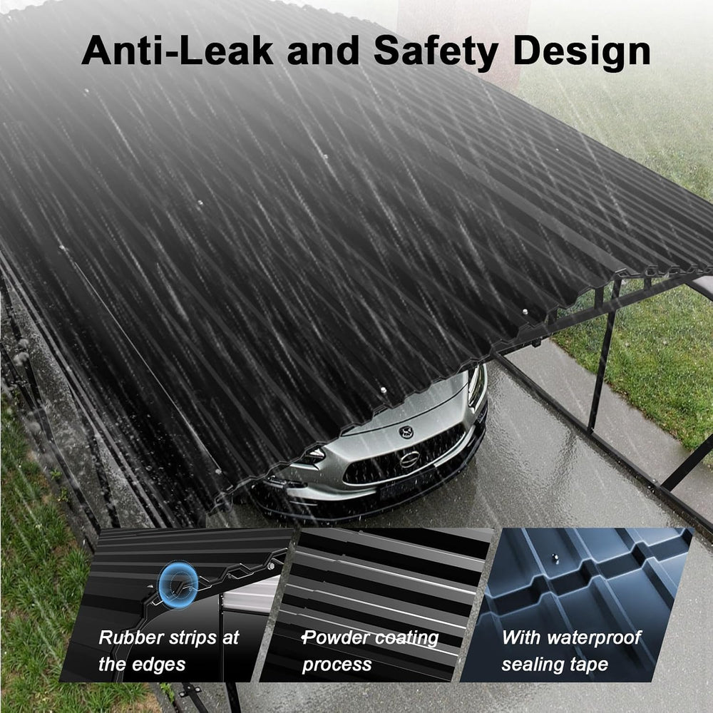 20x30 FT Metal Carport with Extra 8 Side Reinforcement Support Rods