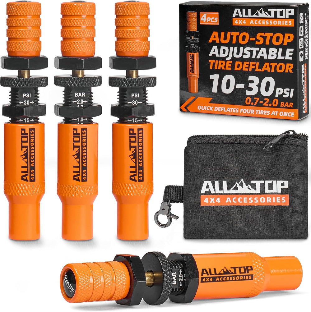 ALL-TOP Adjustable Auto-Stop Tire Deflator Valve Kit (10-30PSI) 4 PCS Tyre Ai...