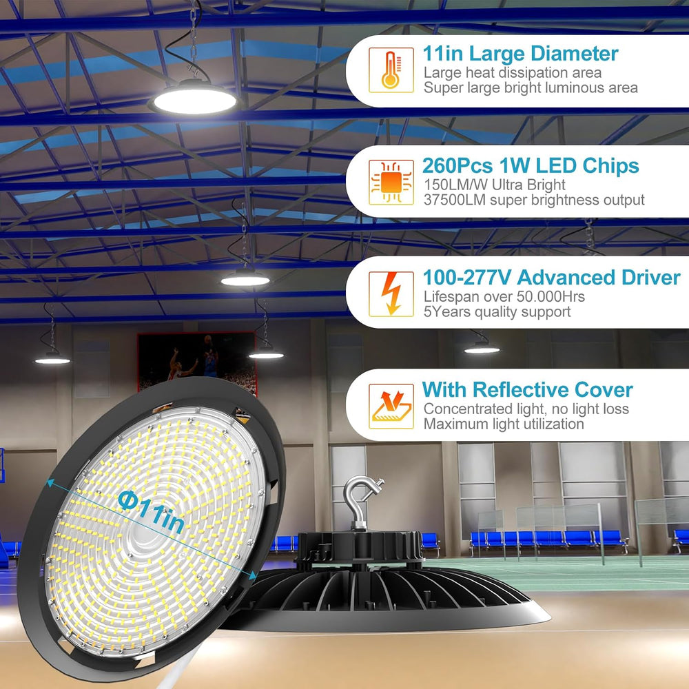Lightdot 8Pack LED High Bay Light 250W 37500lm, AC100-277V 5000K High Bay LED...