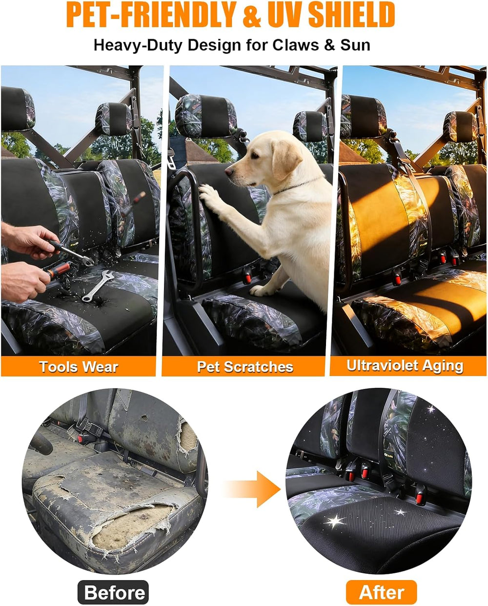 MDPROMCP Ranger XP 1000 Seat Covers, Split Back UTV Seat Covers Compatible wi...