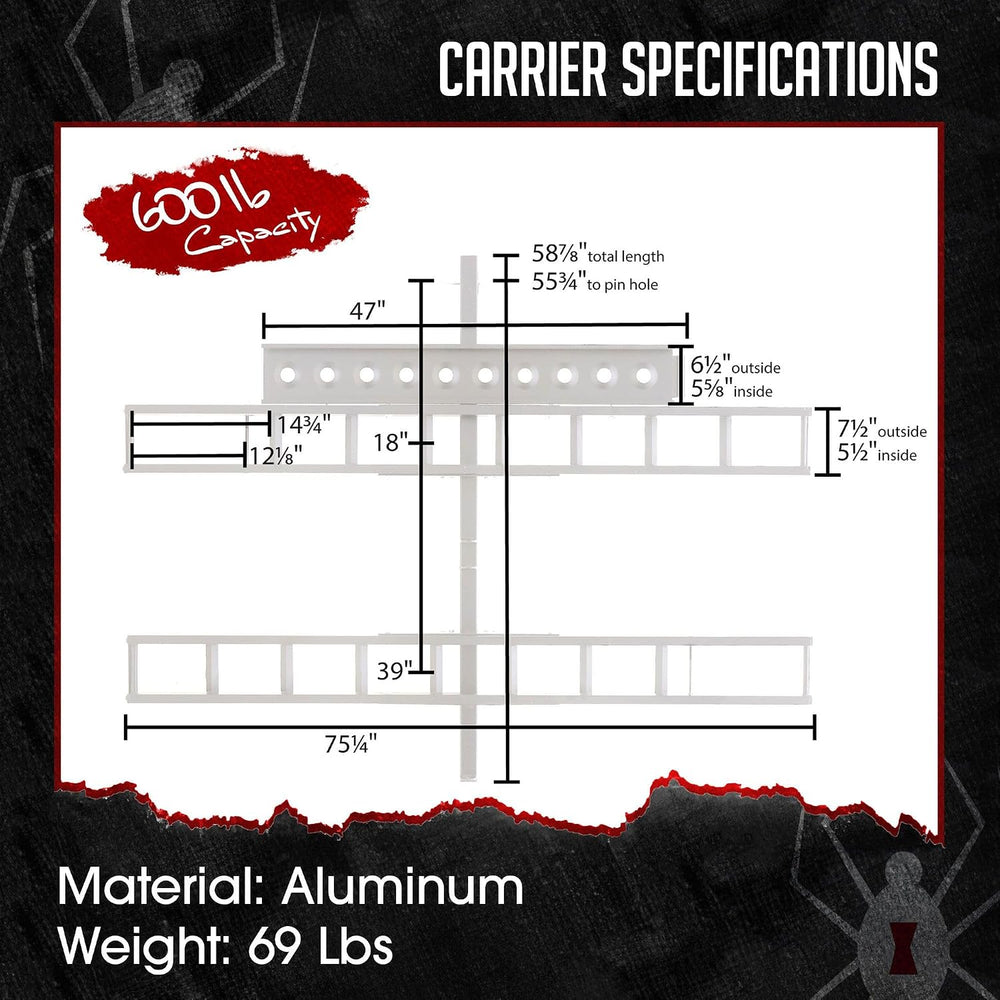 Black Widow Double Motorcycle Bike Hitch Carrier, Loading Ramp, 600 lb Cap