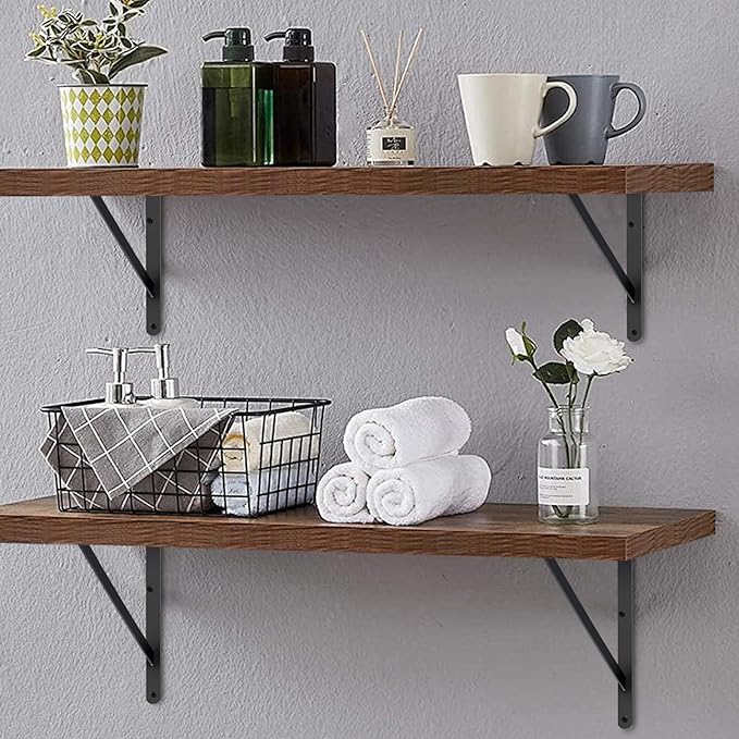 12 Pack L22 x H 12" Black Heavy Duty Shelf Brackets