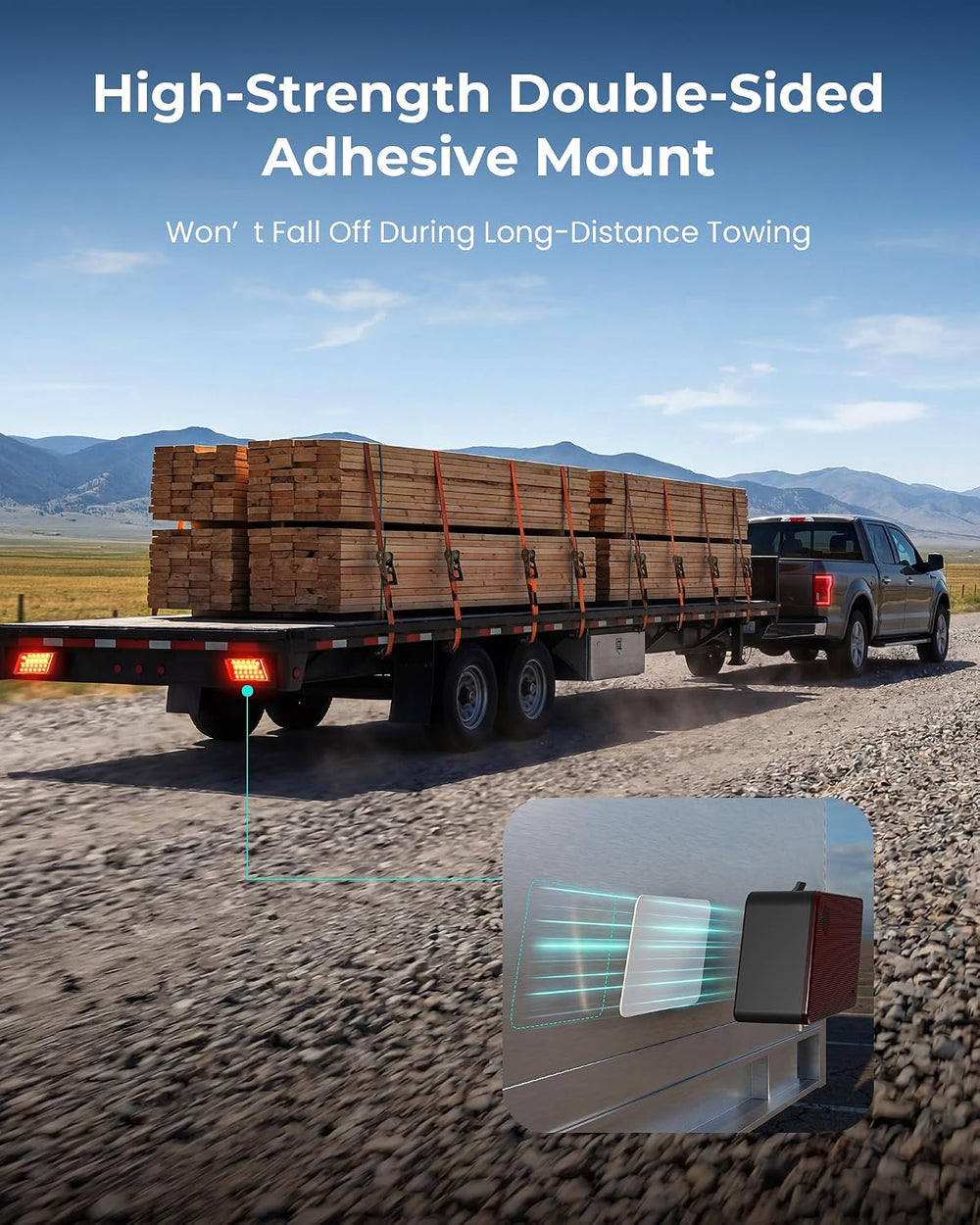 Wireless Trailer Lights, Adhesive Mount Rechargeable LED Tow Light Kit
