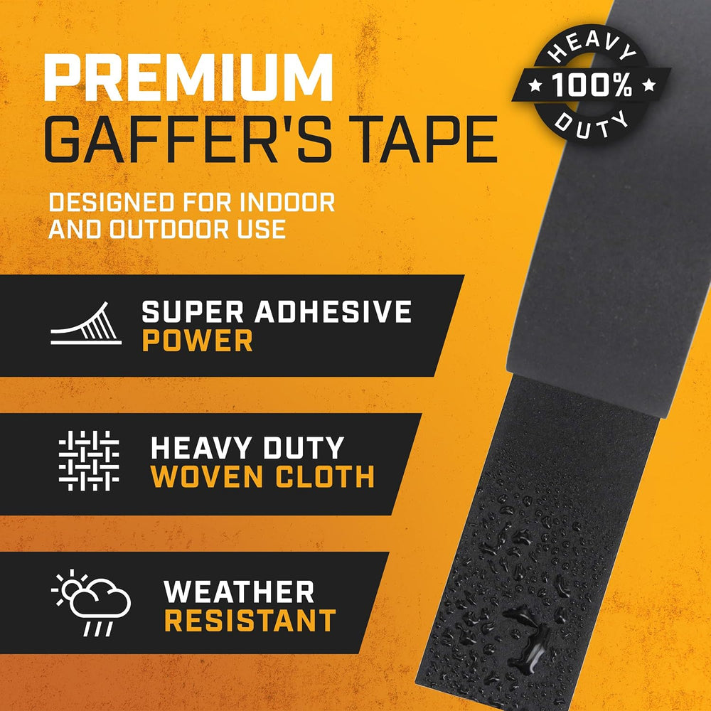 Black Gaffers Tape 2 Inch x 30 Yards - 4 Pack Pro Matte Gaff Tape